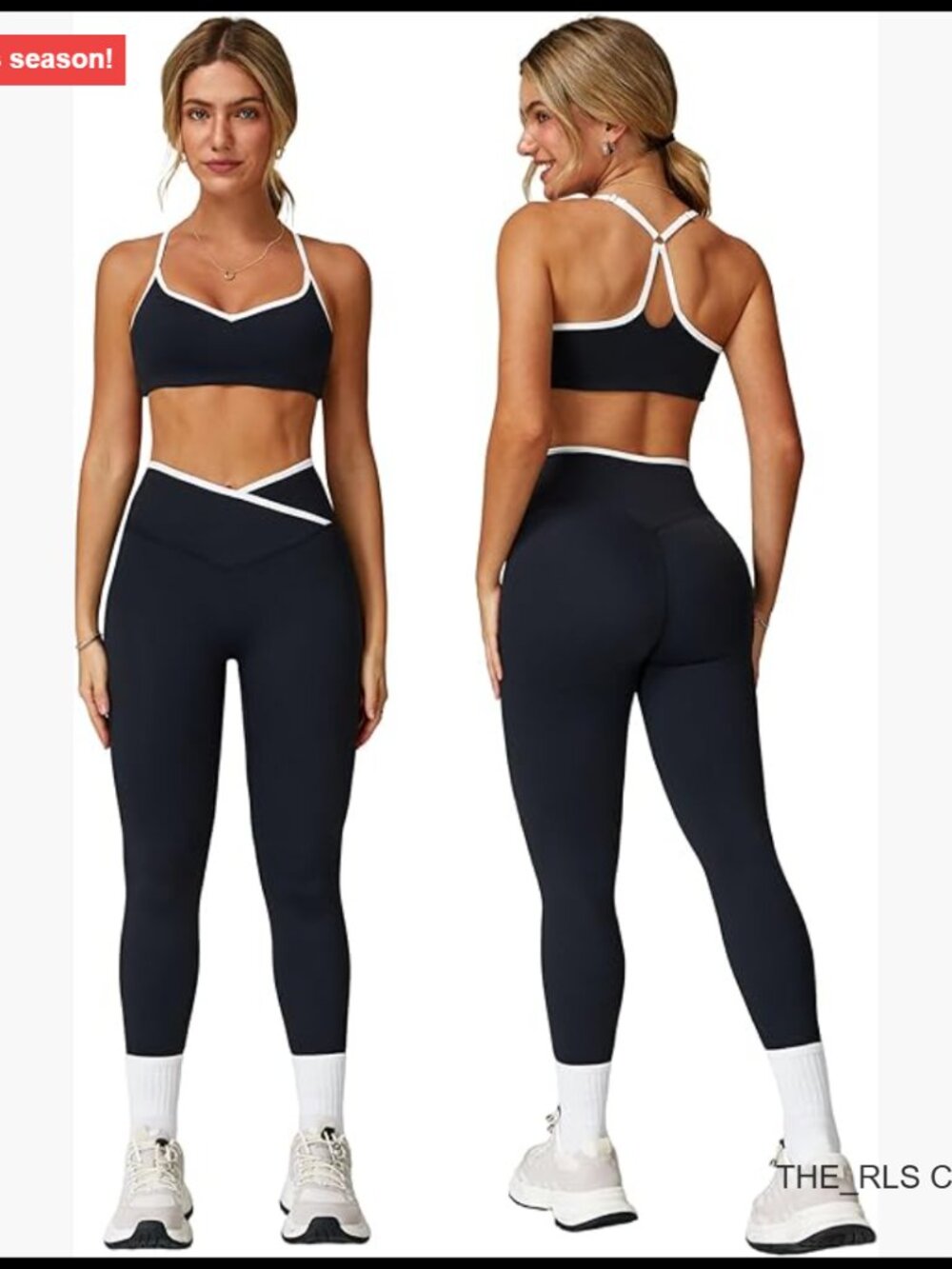 Polyester Workout Set with Strappy Sports Bra and High Waist Shorts